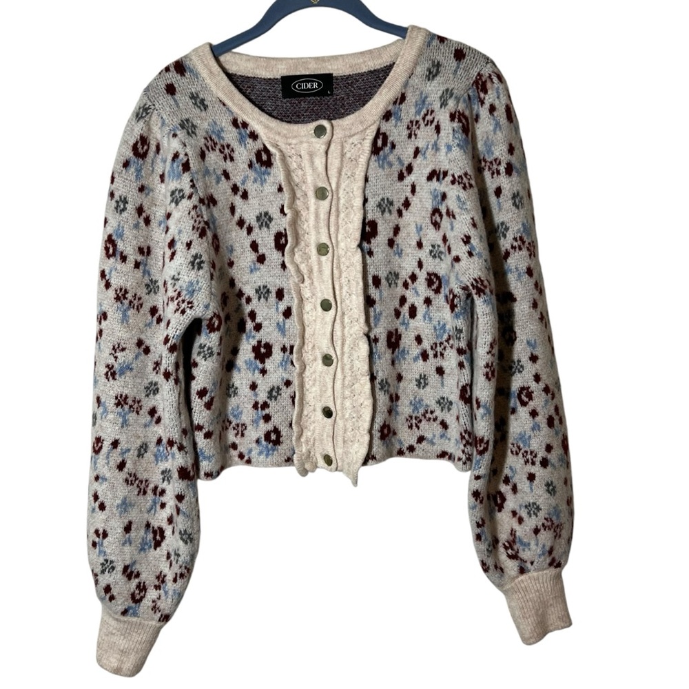 Cider Floral Chunky Cardigan Large